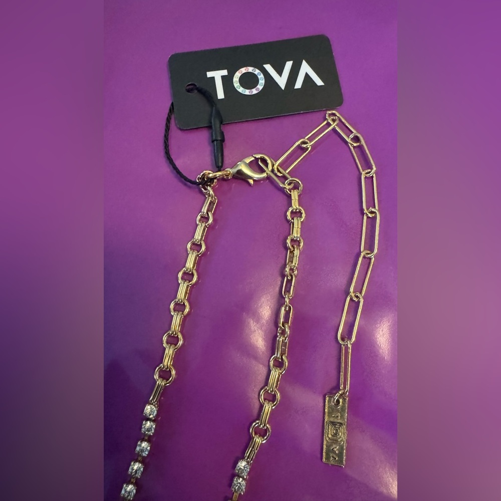 TOVA NEW Navi Gold Necklace w/ Emerald, Green & Clear High Quality Crystals - Picture 10 of 16